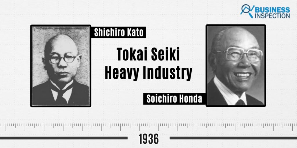 In 1936, Soichiro founded Tokai Seiki Heavy Industry with a friend named Shichiro Kato to focus on manufacturing rather than repairing piston rings.