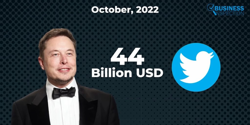 Musk acquired social media platform Twitter for $44 billion.